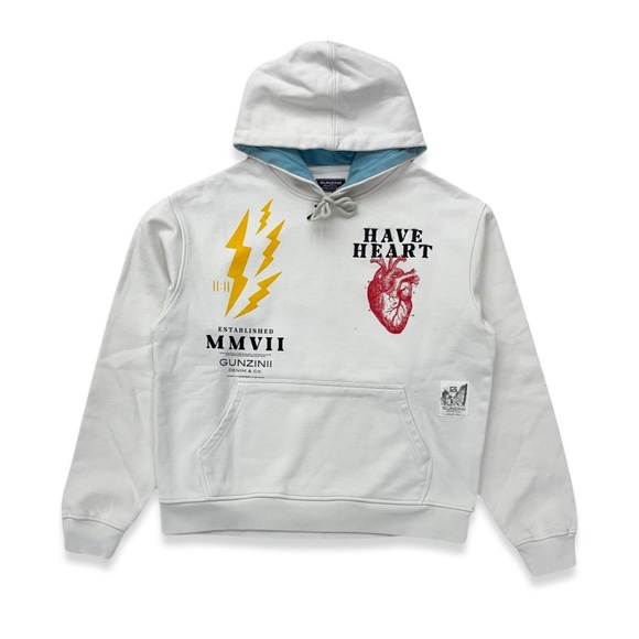Gunzinii Mens Have Heart Hoodie
 off white - Picture 2 of 2